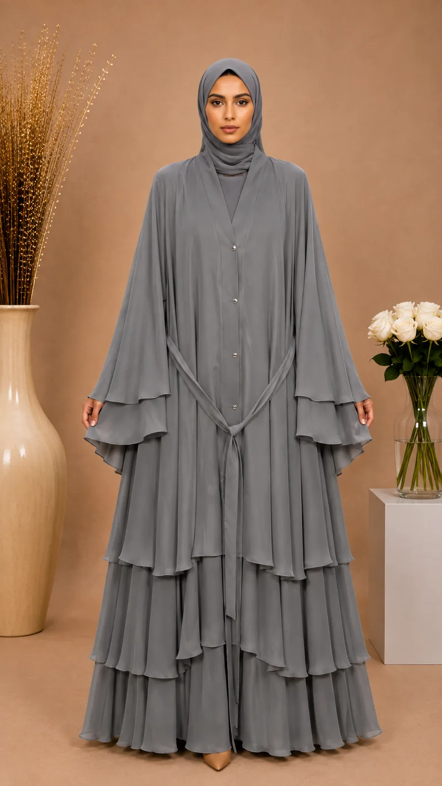 3 Step Abaya with Full Flyer