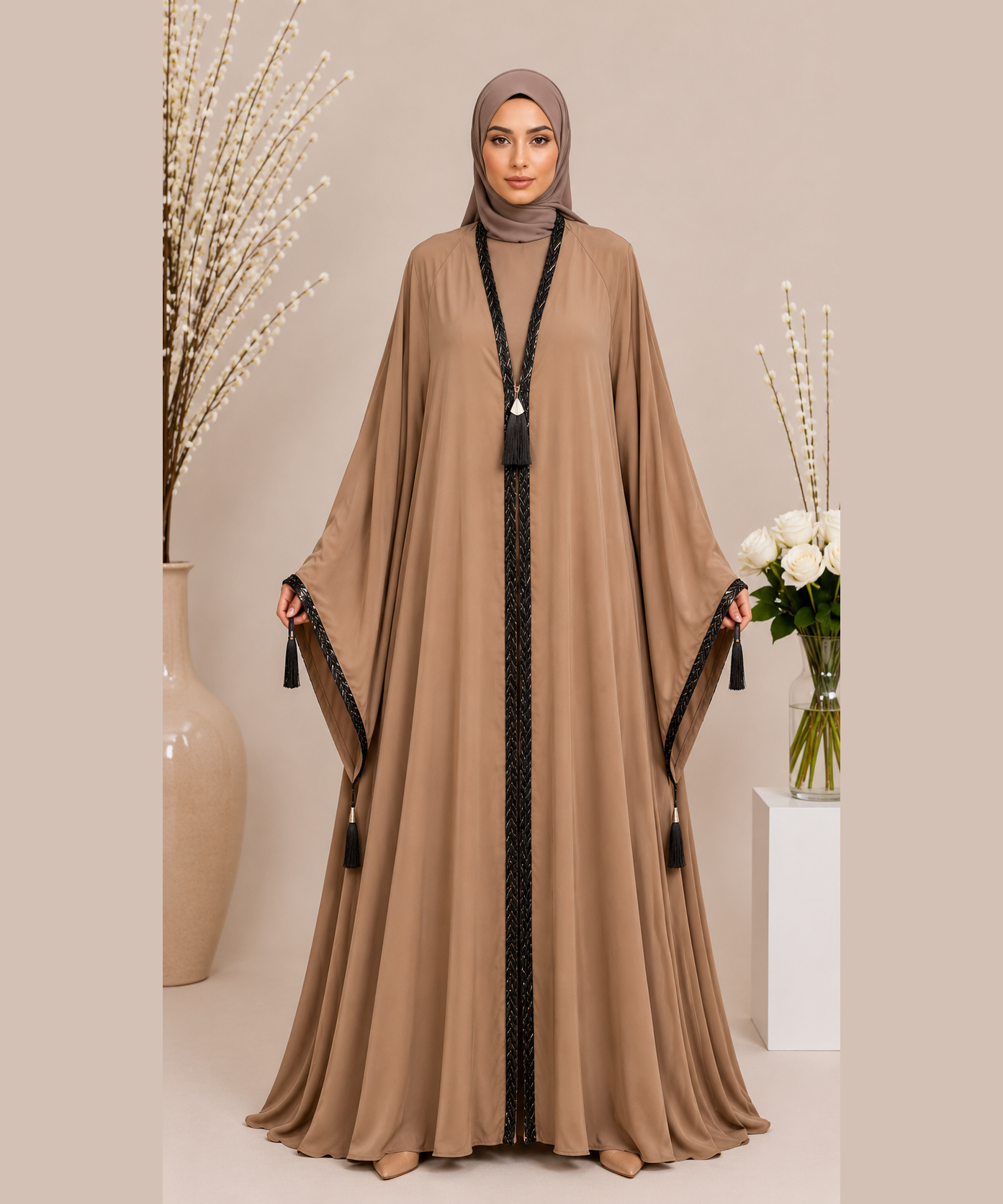 Stuff Original Premium Nida Fabric Abaya - Camel Tan