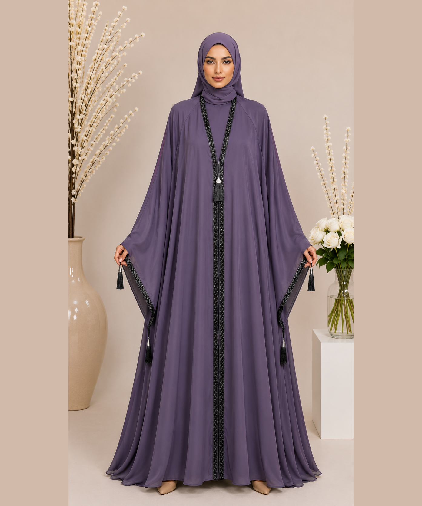Stuff Original Premium Nida Fabric Abaya - Dusty Purple