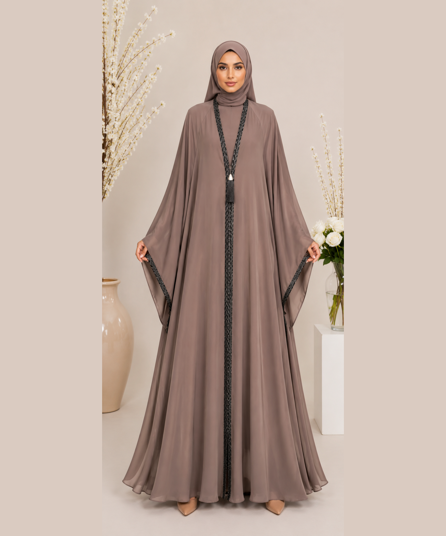Stuff Original Premium Nida Fabric Abaya - Mauve Taupe