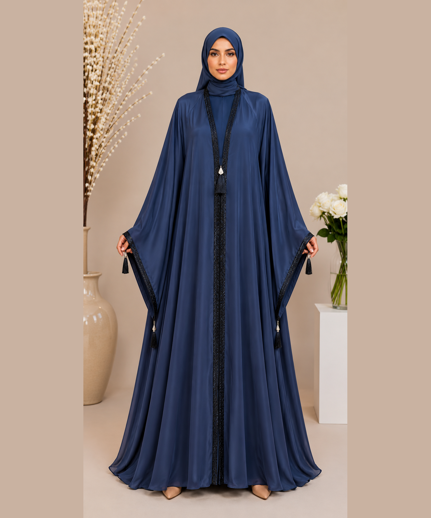 Stuff Original Premium Nida Fabric Abaya - Navy Blue