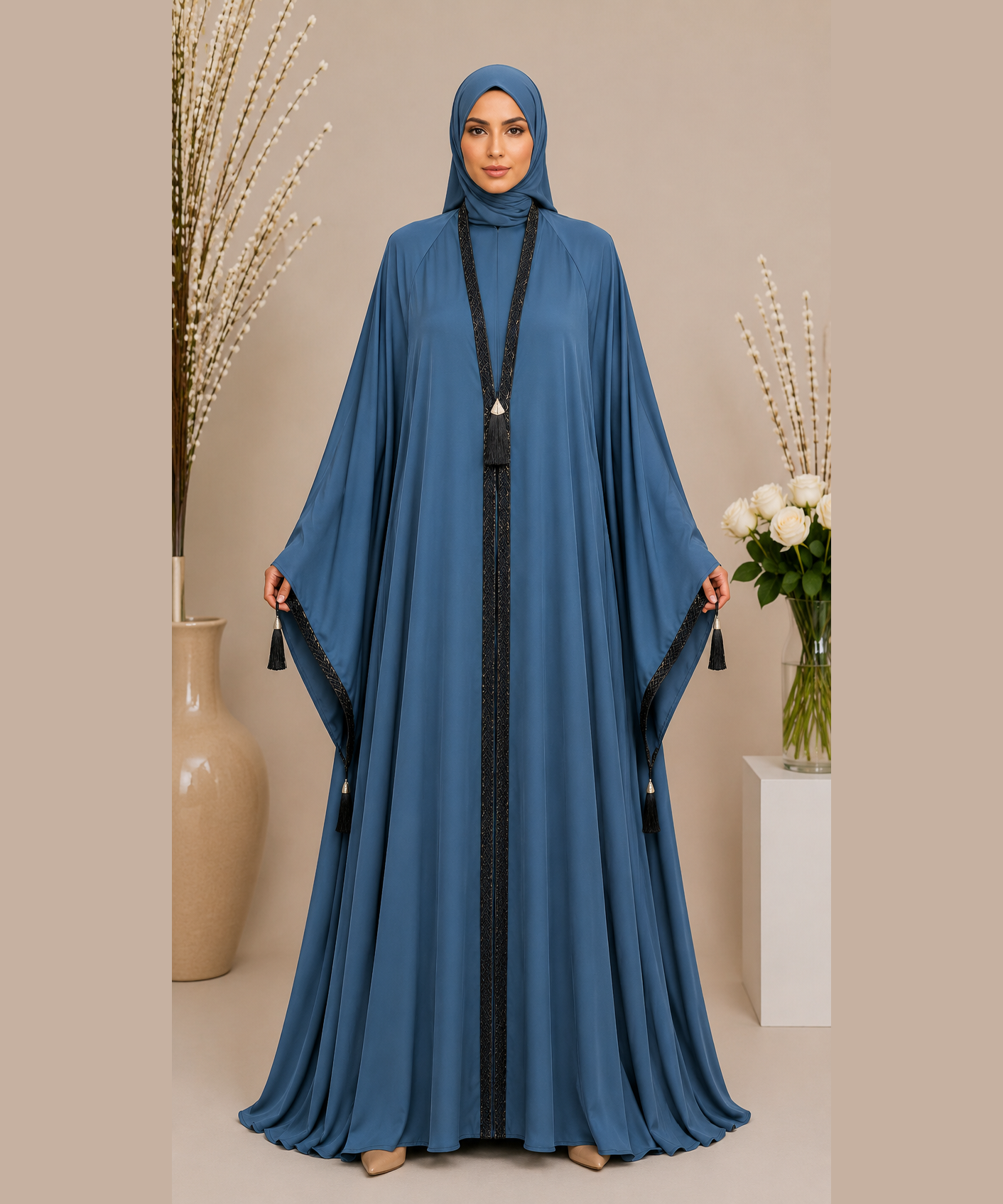 Stuff Original Premium Nida Fabric Abaya - Steel Blue