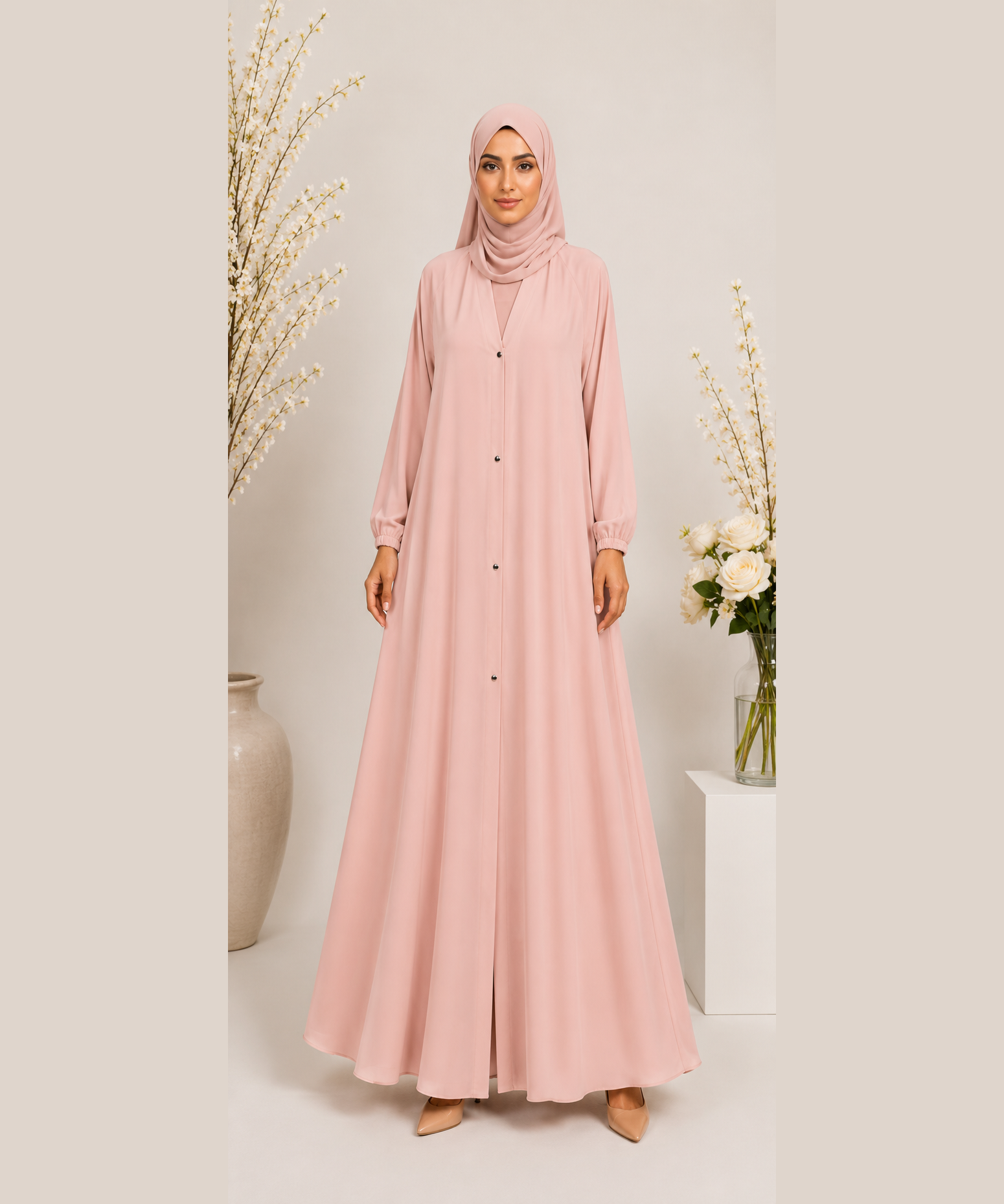 Stuff Soft Georgette Abaya - Blush Pink