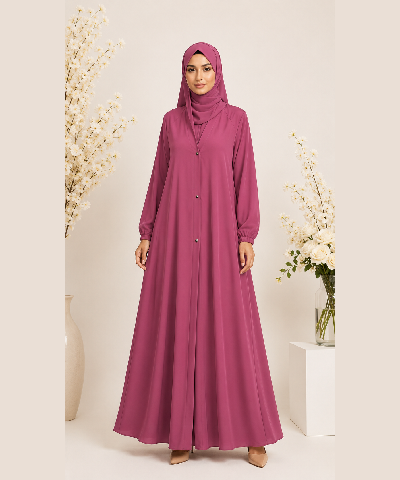 Stuff Soft Georgette Abaya - Magenta